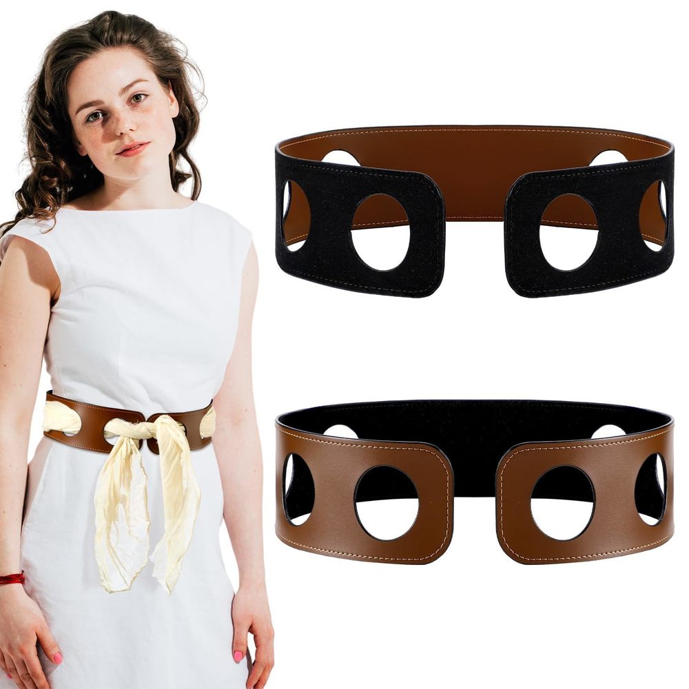 Statement Scarf Belt Brown & Black | Wide Waist Belt w/ Scarf Tie | Cinch Dress